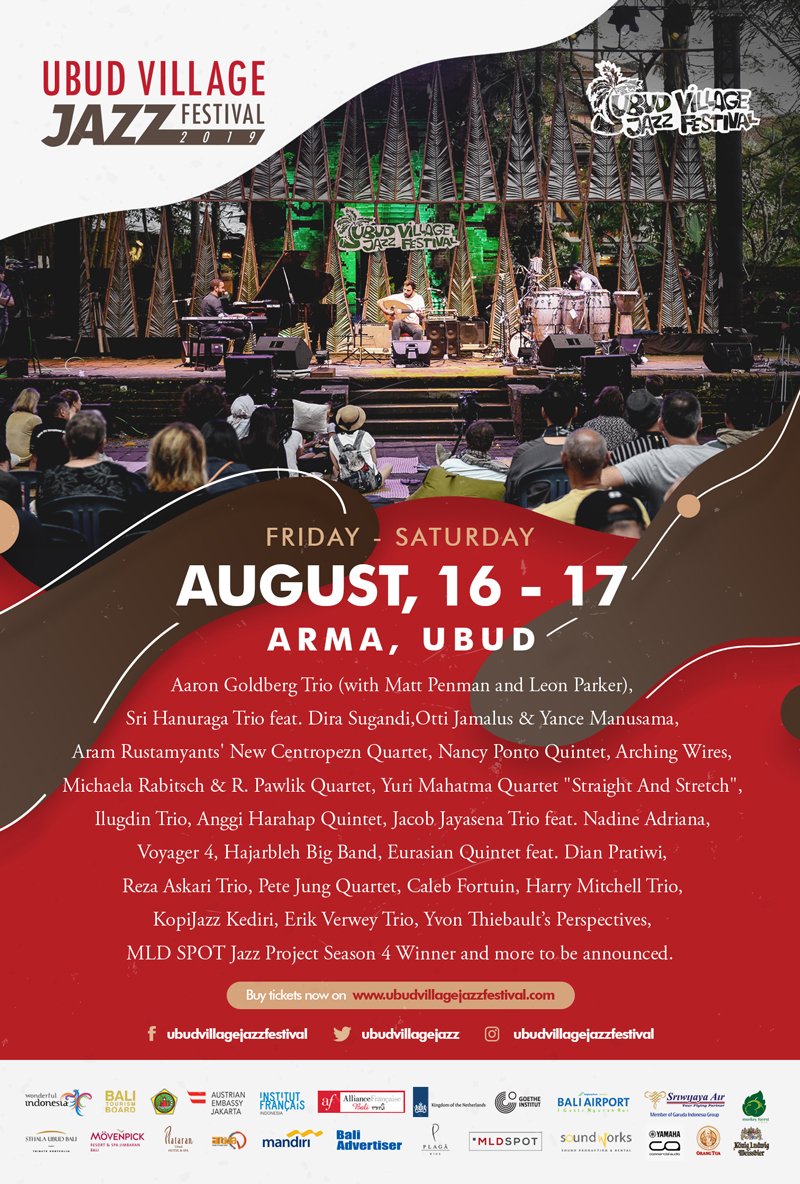 7th Ubud Village Jazz Festival 2019

📅 16-17 August, 2019
📍 Arma Museum &amp; Resort Bali 

Buy ticket on ubudvillagejazzfestival.com

More info : <a href="/UbudVillageJazz/">UbudVillageJazzFestival</a>
#UVJF2019 #ubudjazzfestival2019