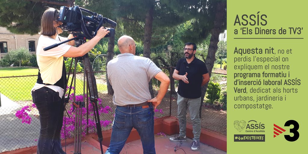 CentreAssis's tweet photo. 📺💚🌲Avui al vespre, a l'especial #elsDiners, del TN de @tv3cat no et perdis a @JesusRuizFa director del @CentreAssis + Guillem Lacoma, formador i Momo, alumne del curs #ASSISVerd.
👉I per si no hi arribes... https://t.co/o0NKZDlfRw https://t.co/2Zj0gKHojL