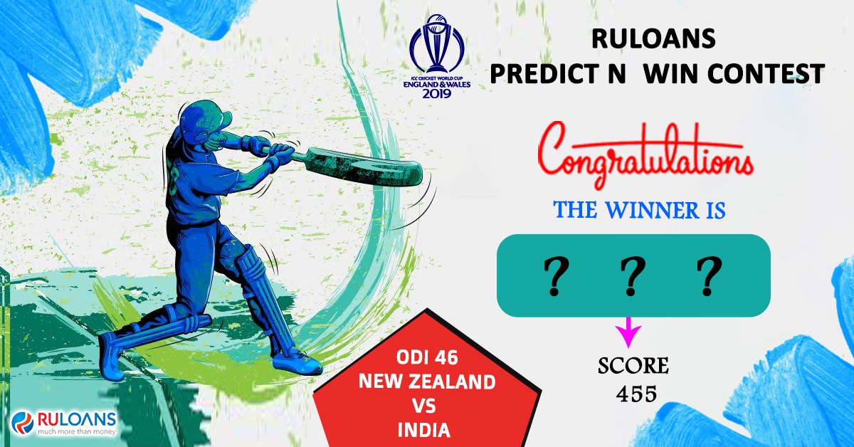 RuLoans's tweet photo. We have announced the winner for INDvsNZ match.
Click Here to know who is the lucky winner🏆 - https://t.co/Tr4EizyPja …
#WorldCup19 #Contest #ContestAlertIndia #ContestIndia🏏 #RuloansPredictNWin #INDvsNZ https://t.co/EdQ7UOGMWq