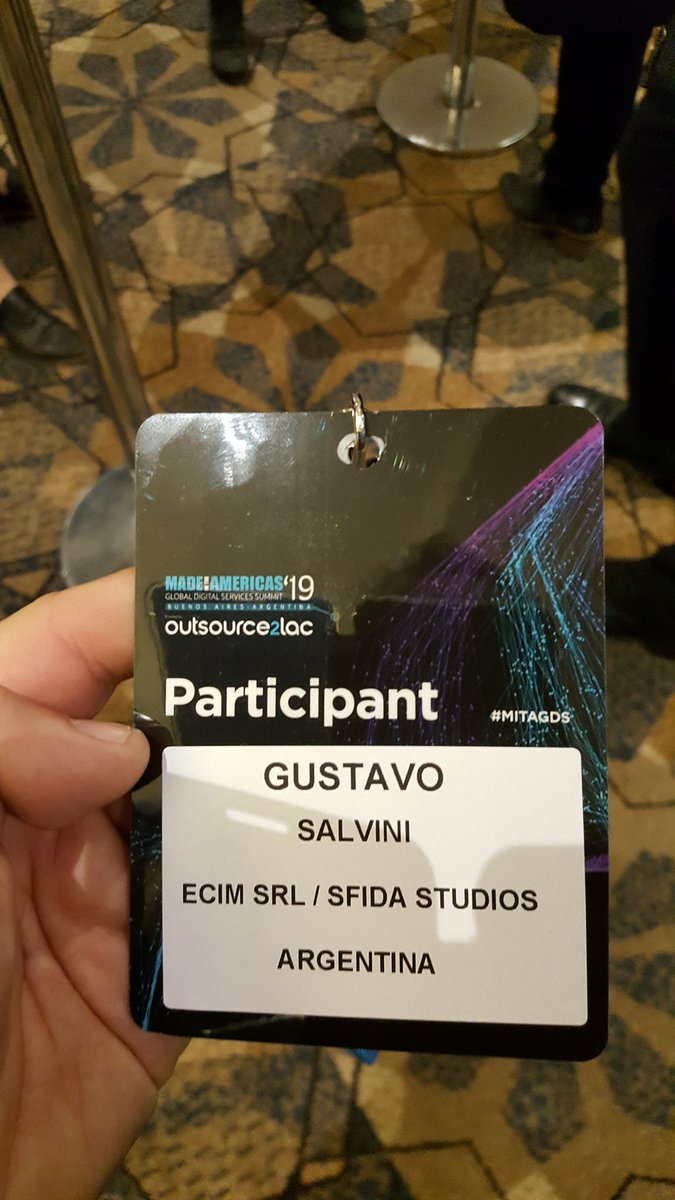 guspatagonico's tweet photo. Hoy representando a @SfidaStudios y @EcimTech en el congreso Made In The Americas Global Digital Services Summit 2019, Buenos Aires. #MITA2019 #MITA19 #MITA #Innovation #DigitalTransformation #Argentina #BuenosAires #DigitalServices #TICs #KnowledgeEconomy https://t.co/y4cSuYkt25