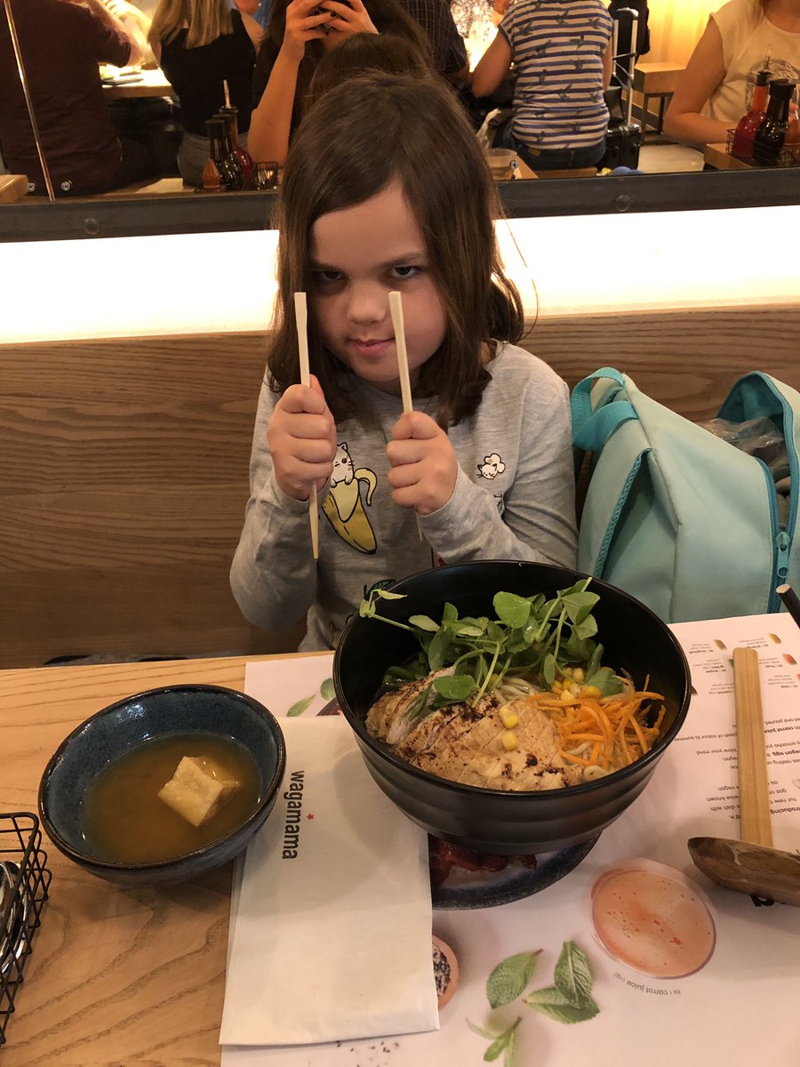 WesterlyDrctn's tweet photo. @wagamama_uk Miso cod ramen and mini chicken ramen plus tofu challenge! Great, as usual, thanks 😁 https://t.co/vZ9xxWqZXc