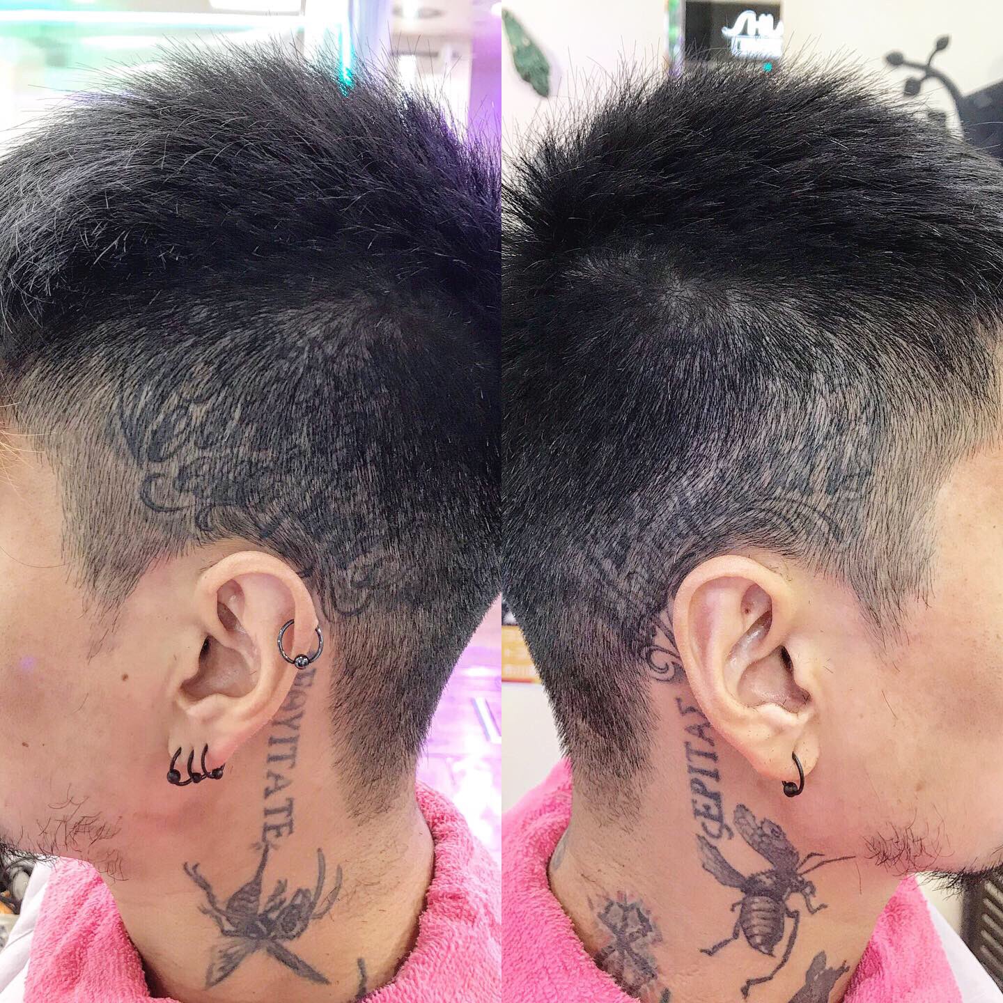 刺青師 彫写楽 Tattooist Gappi A Twitter 髪が明るいと頭のタトゥーは透けるのか 同じ長さの実験で染めた結果 染めた方が見えにくくなる不思議 あと4回目のブリーチは タトゥー入れるより痛い 笑 いつもありがとうございます Newhair Color