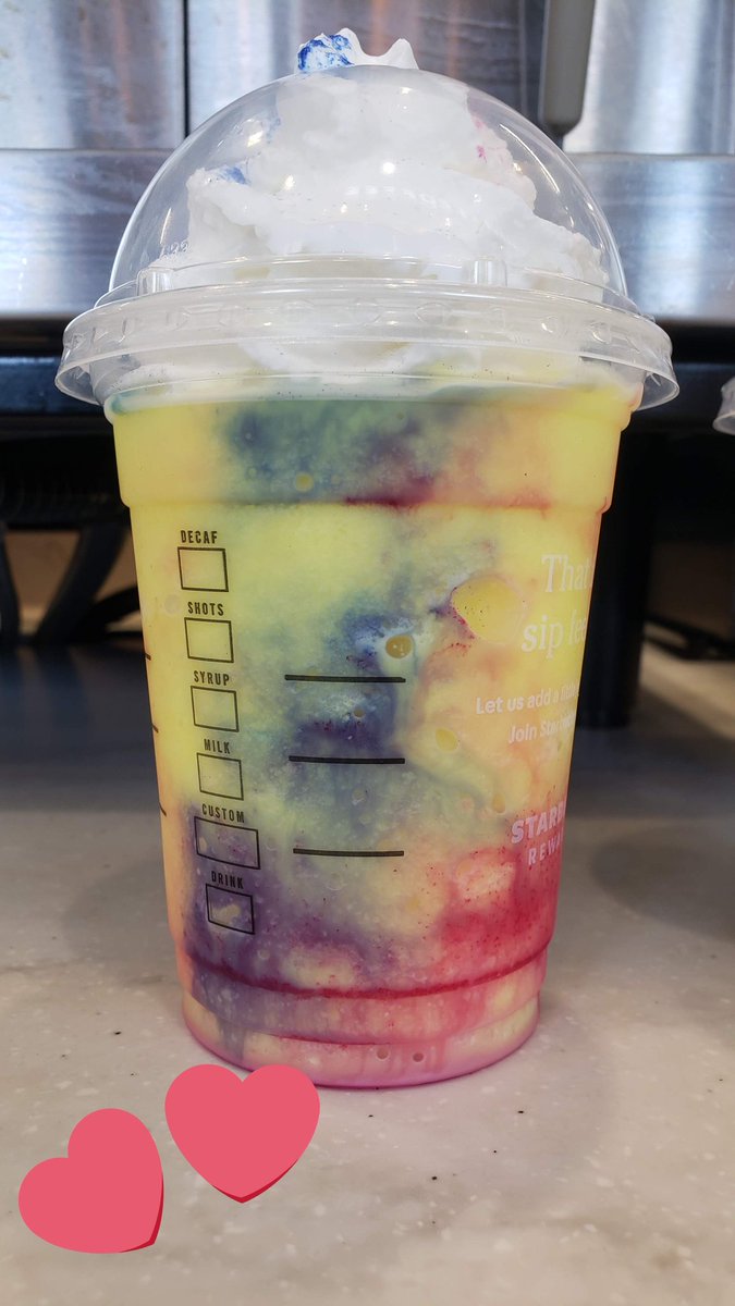 Its finally here! The tie dye frappuccino has officially launched as of yesterday 😍 come check it out and give it a try! 🍌 <a href="/Starbucks/">Starbucks</a>