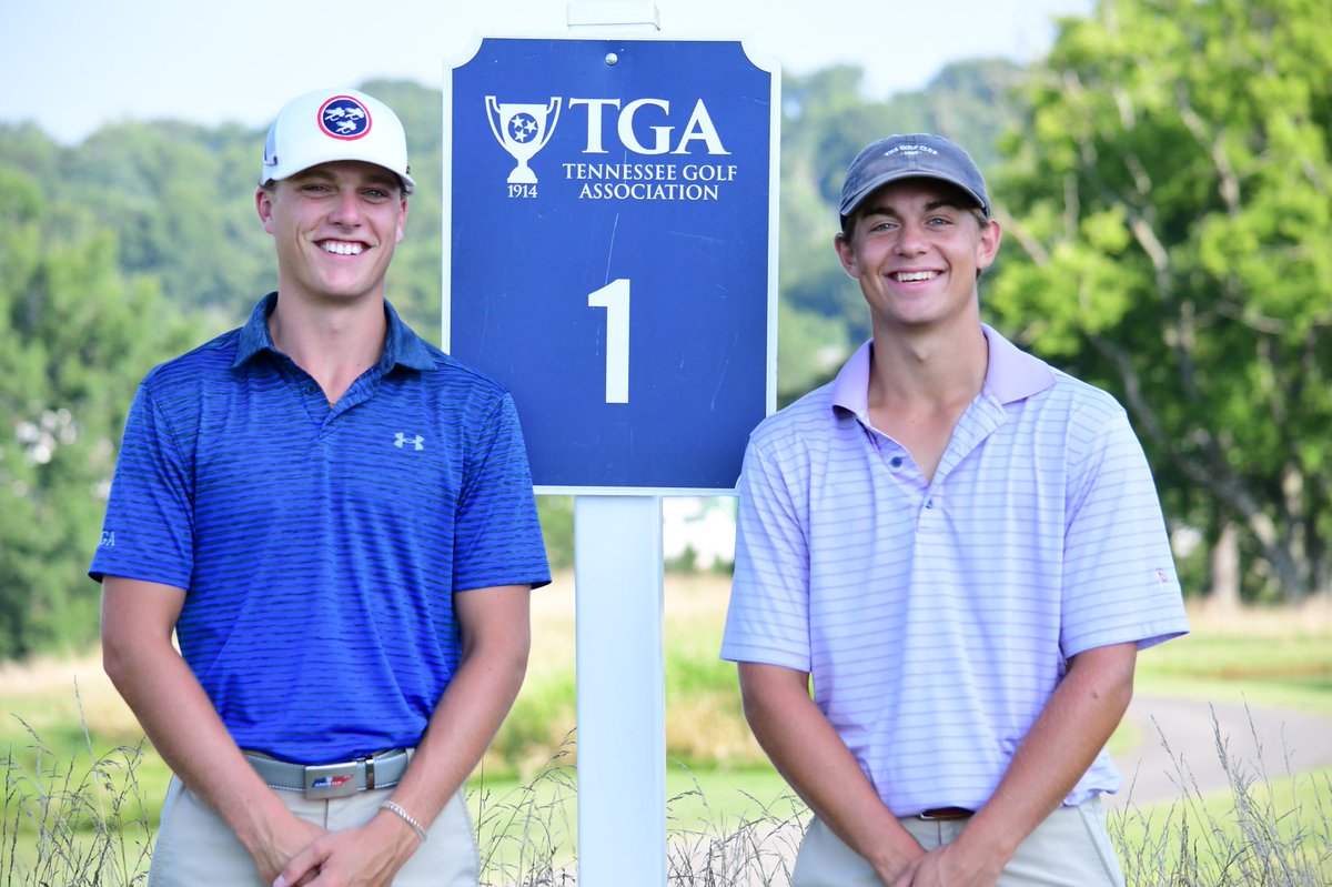TNgolf's tweet photo. 🏆⛳️

Our first match is on the tee for the quarterfinals of the #Tenn4Ball at Cherokee Country Club.

@dubnott and @CottamKyle will take on @trentonj1297 and @CadeRussell6 

📲 Scoring: https://t.co/vMnv3ygyJI https://t.co/XMAcOUY3uA
