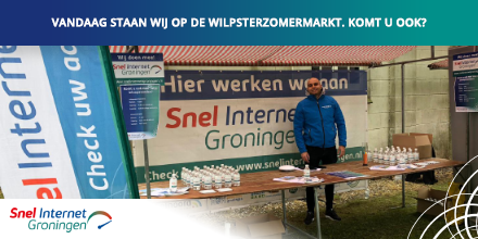 Vandaag staan wij op de Wilpsterzomermarkt van 14:00 uur tot 21:00 uur. Heeft u nog vragen over een (gratis) Snel Internet aansluiting voor 'witte adressen' in gemeente Westerkwartier? Kom dan gerust langs, wij staan u graag te woord!