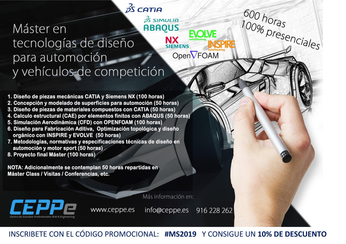 MotoStudent's tweet photo. Do you want to work as a DESIGNER in the AUTOMOTIVE Sector?

Enroll in Master's Degree in Automotive Design Technologies and Competition Vehicles - by @CEPPe_, Official sponsor of #MotoStudent.

Using the code #MS2019 you will have a 10% discount!👏
+INFO: https://t.co/76jXDFFfeq https://t.co/T5KYlU59mG
