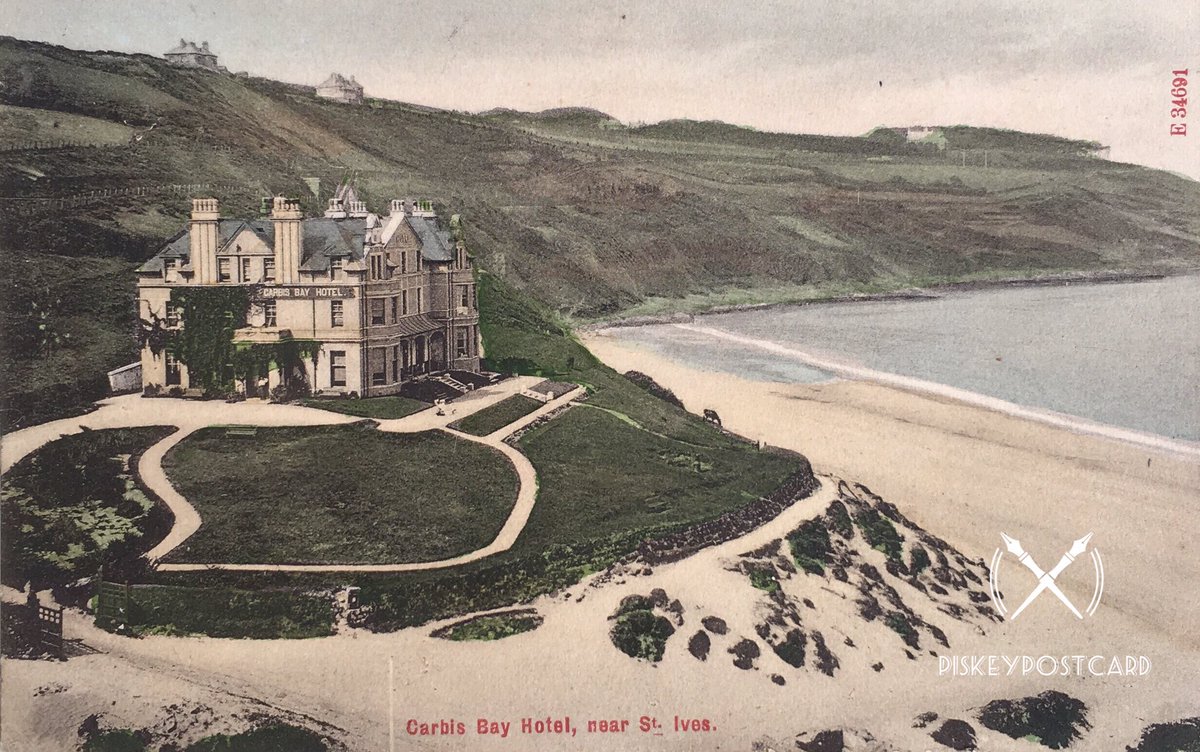 piskeypostcard's tweet photo. We are limited for time. I wish you were here. Take it easy. (1910) #cornwall #carbisbayhotel #stives #vintage #postcard https://t.co/G7uGyqHGQd