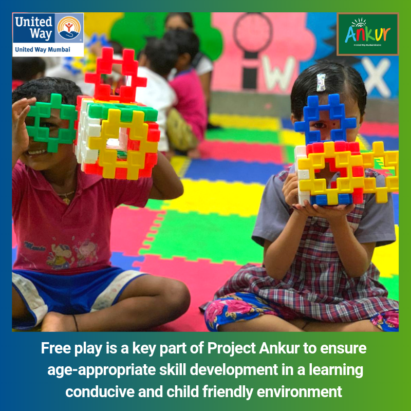 UWMumbai's tweet photo. Mudra and Kedar are excited to capture their friends with the "cameras" they made using interlocking toys. It's a joy to see them learning with fun during the free play time at the Pratiksha Nagar Balwadi centre. #EarlyMomentsMatter #ProjectAnkur #Education #LiveUnited https://t.co/stJX2QNzdg
