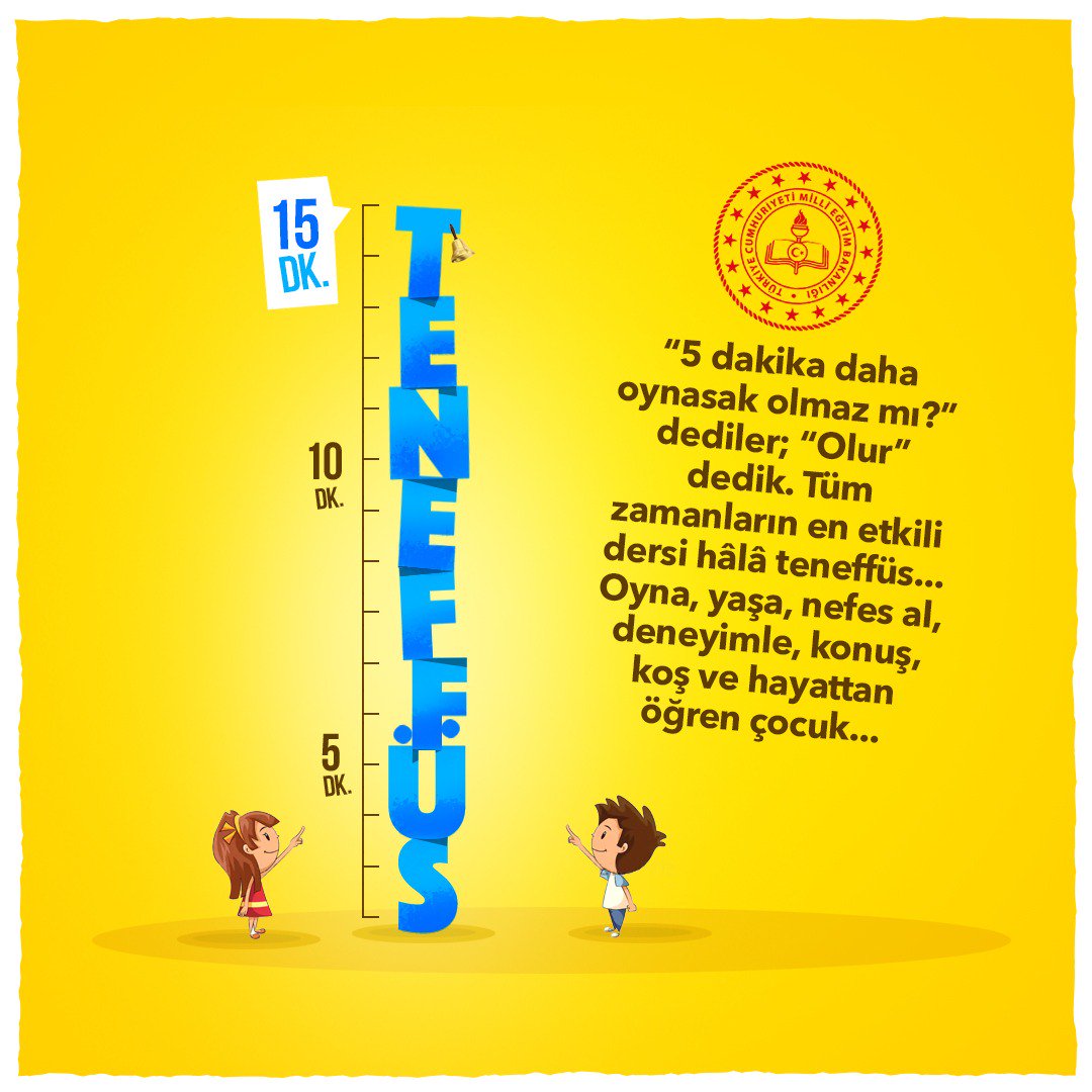 📢 #GününMüjdesi
⌚En önemli ders artık 15 dakika 
#teneffues15dakika