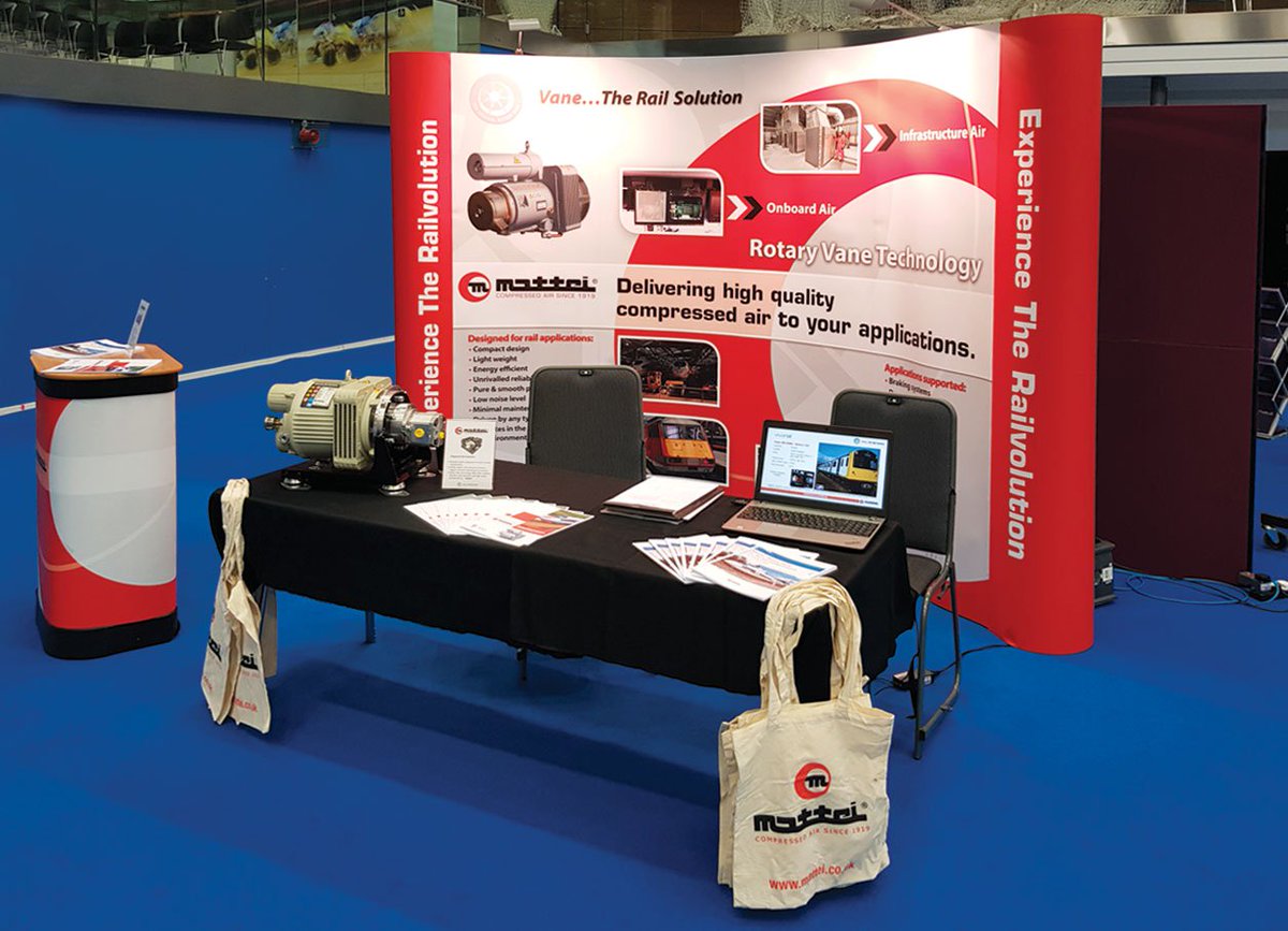 MatteiUSA's tweet photo. Mattei was at the @RSNevents event: THE event for the rail industry.

Mattei offers compressed air for both on-board rolling stock and infrastructure.

#matteigroup
#aircompressors
#rollingstocknetworking
#matteirail https://t.co/bm0aLoYU5i