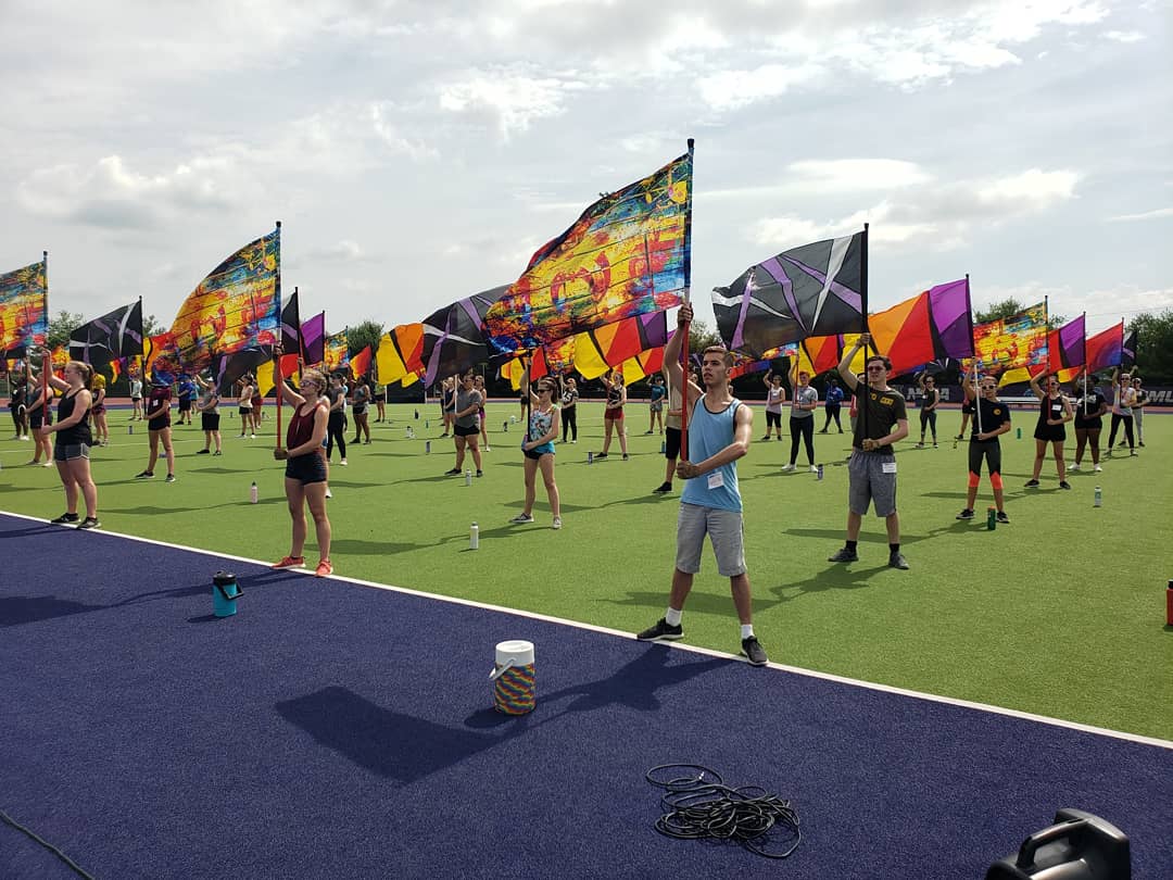 JMUColorguard's tweet photo. Mornings are for warmup and technique!!! 💜💛 #jmusbc https://t.co/Fje7TuKigr