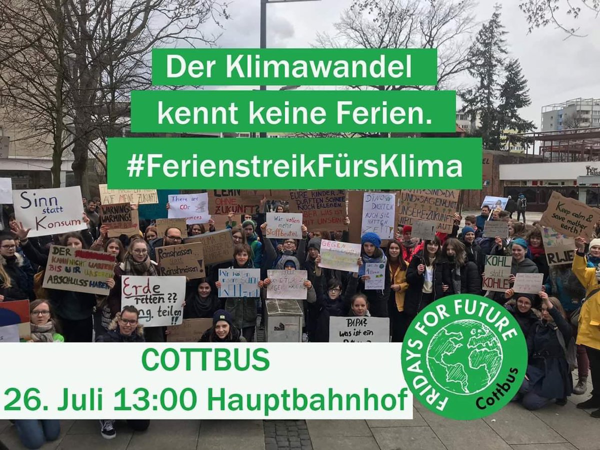 FFF_Cottbus's tweet photo. Kommt zahlreich!
#FridaysForFurture #Cottbus https://t.co/IDs1fxuvXq