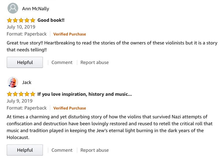 jamesagrymes's tweet image. Two more ⭐️⭐️⭐️⭐️⭐️ reviews for #ViolinsOfHope on @amazon! I’m so honored by the many readers who have found meaning in the book.