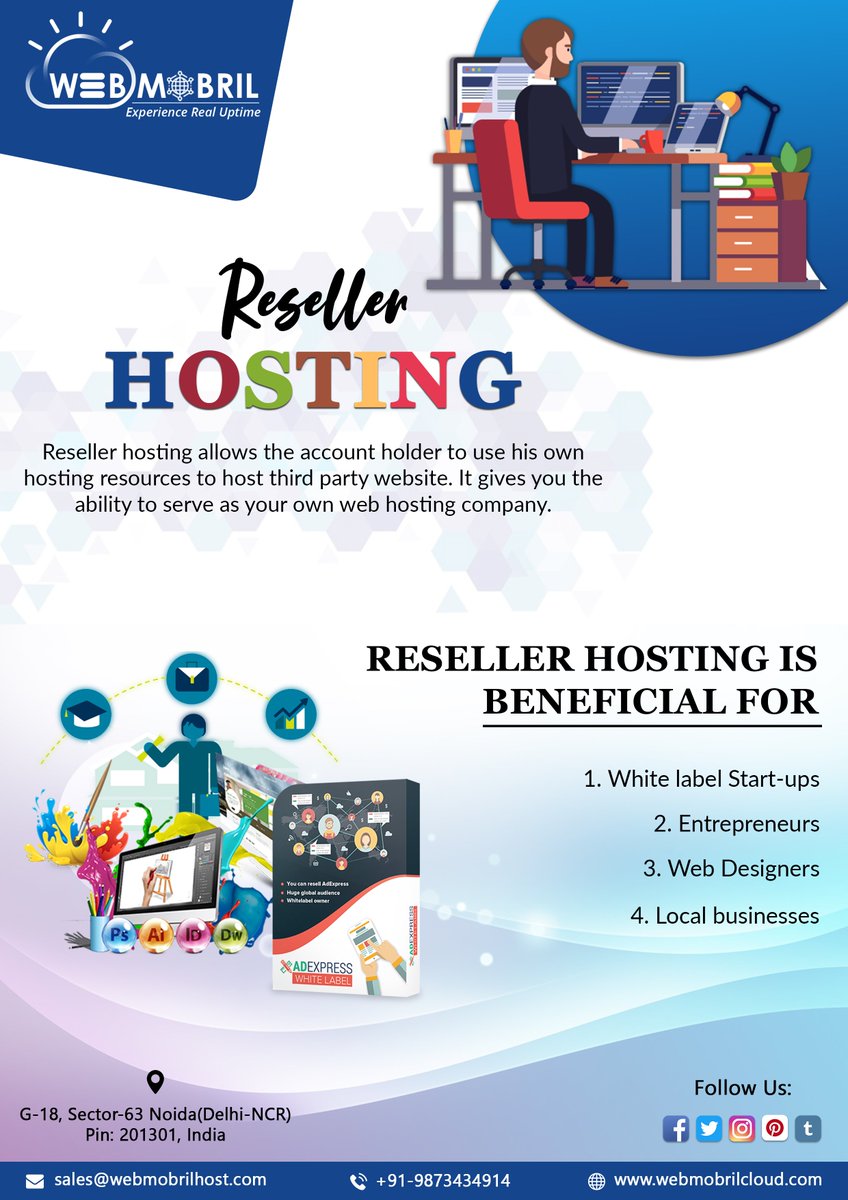 WebmobrilCloud's tweet photo. Searching for web host that can provide you service at affordable rates!
Have a look, we offer the best Reseller Hosting plan for you.
https://t.co/Y4YMsrAYdG
#reseller #Resellerhosting #Website #Webhosting #domainnames #hostingplans #webdeveloper #Infographics #webmobrilcloud https://t.co/wiisP5HQo5