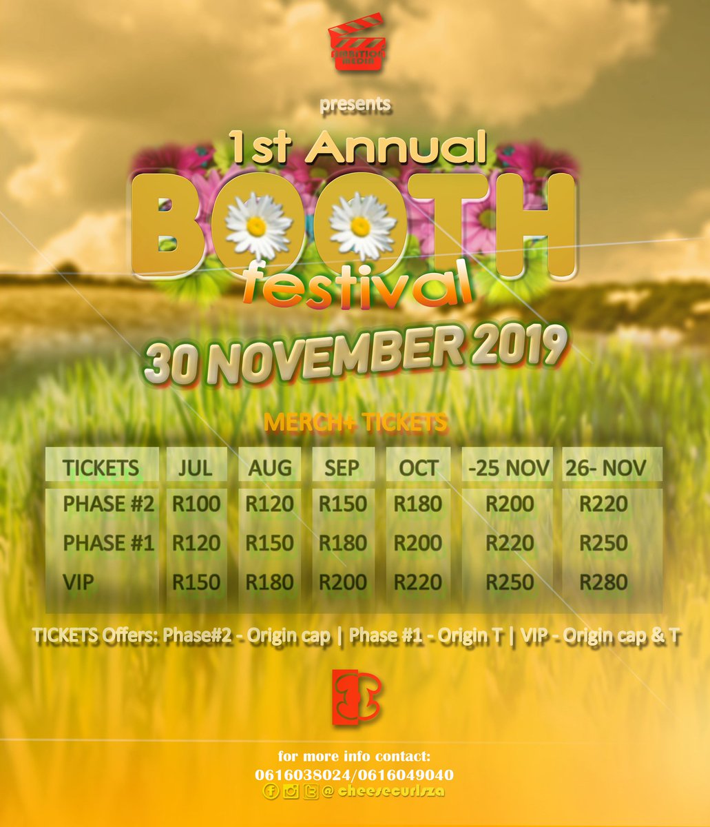 Cheesecurlsza's tweet photo. 1st Annual Booth festival... MERCH plus tickets out now.

Ticket offers:
Phase#2 - Origin cap | Phase#1 - Origin | VIP - Origin cap &amp; T
#Boothfest https://t.co/CLSqOC3kS4