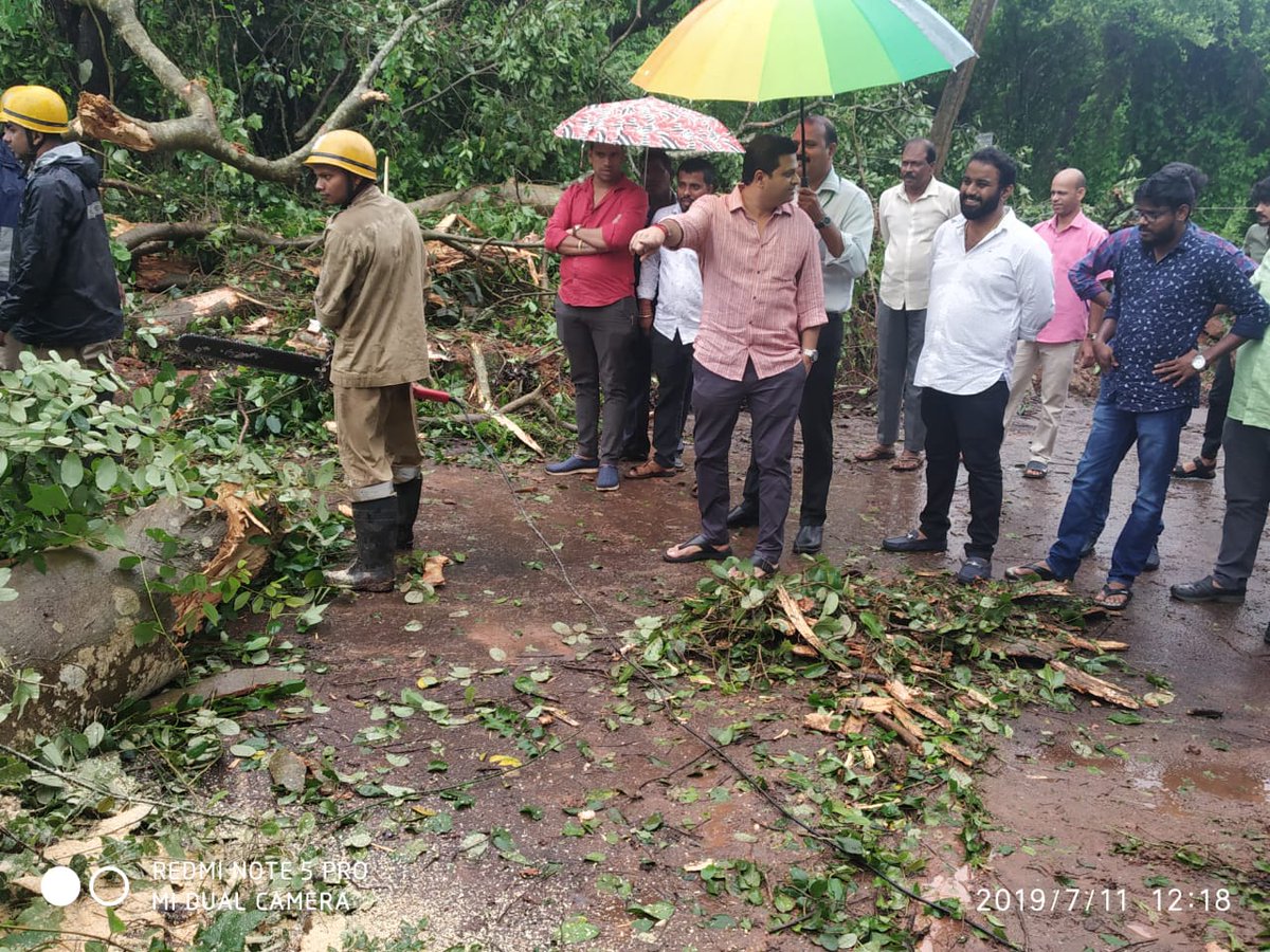 Jayeshvsal's tweet photo. Political earthquakes in Goa don't deter our mission of #PuttingBasicsInPlace & doing my job. Our work goes on. Big tree fell on Dandarim Nerul Road blocking traffic & disrupted Power. Fire & Electricity dept is doing the job on war footing with the help of locals. #NerulForward https://t.co/yKaf2aZmx9