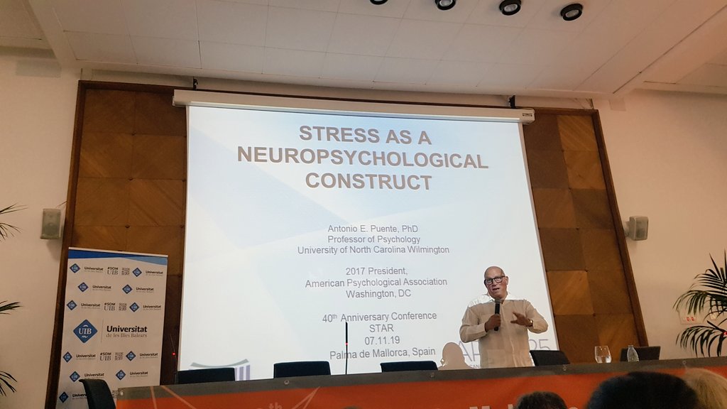 NaazVision's tweet photo. Dr Antonio Puente,
Professor of Psychology.
Stress as a Neuropsychological Constructs.
"Brain give rise to thoughts, and thought give rise to actions".
#DMUglobal @dmuleicester @hwbdmu #Mallorca #Spain #DMUstudents #healthandwellbeinginsocietystudents. https://t.co/BLU2b7zIg0