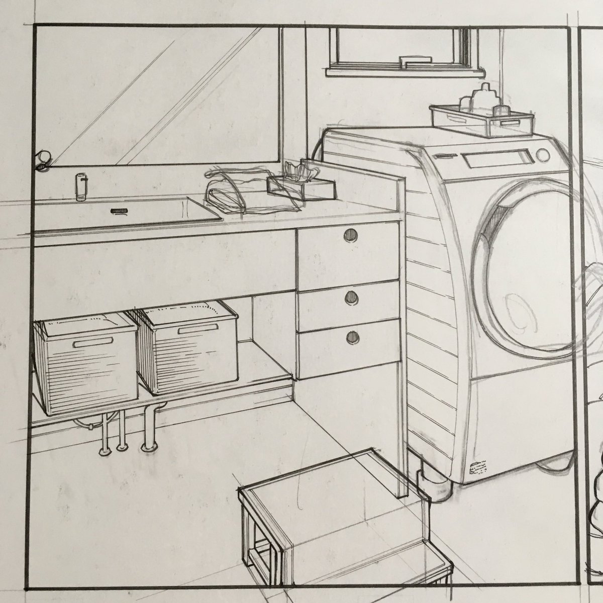 珍しく背景を描きました

アシさんが上手に描いてくれるので自分で描きたくないです!!笑 