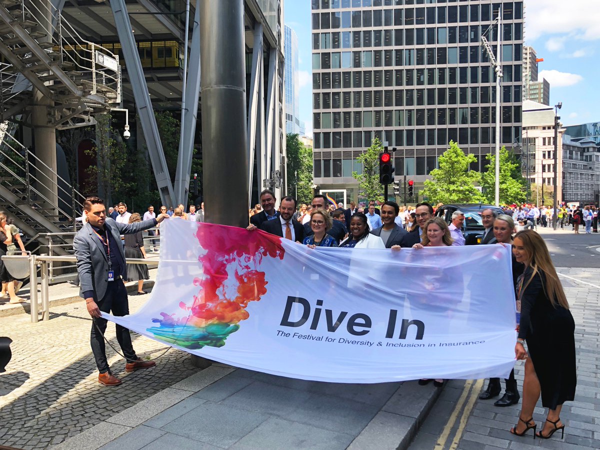 MillerLLP's tweet photo. Great time at Lloyd’s celebrating the launch of @diveInfest 2019, where Miller’s CEO, Greg Collins, raised the #DiveInFest flag to mark the occasion. Miller is proud to be a gold sponsor again this year and are looking forward to hosting multiple events on #diversityandinclusion https://t.co/Y6lsmbt7Fa
