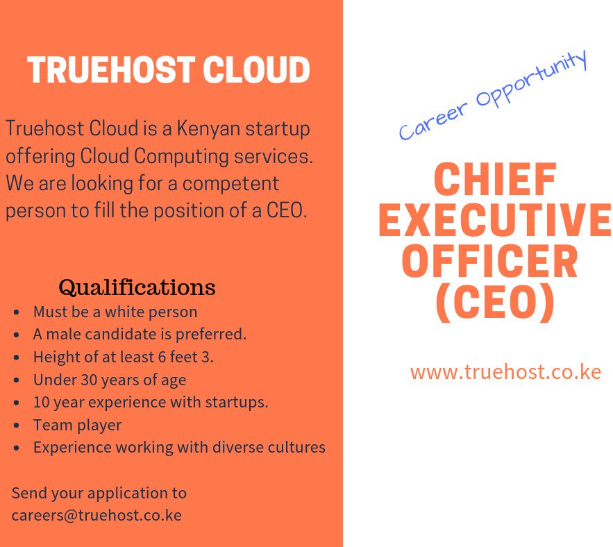 truehostcloud's tweet image. We are hiring.
#IkoKaziKe
