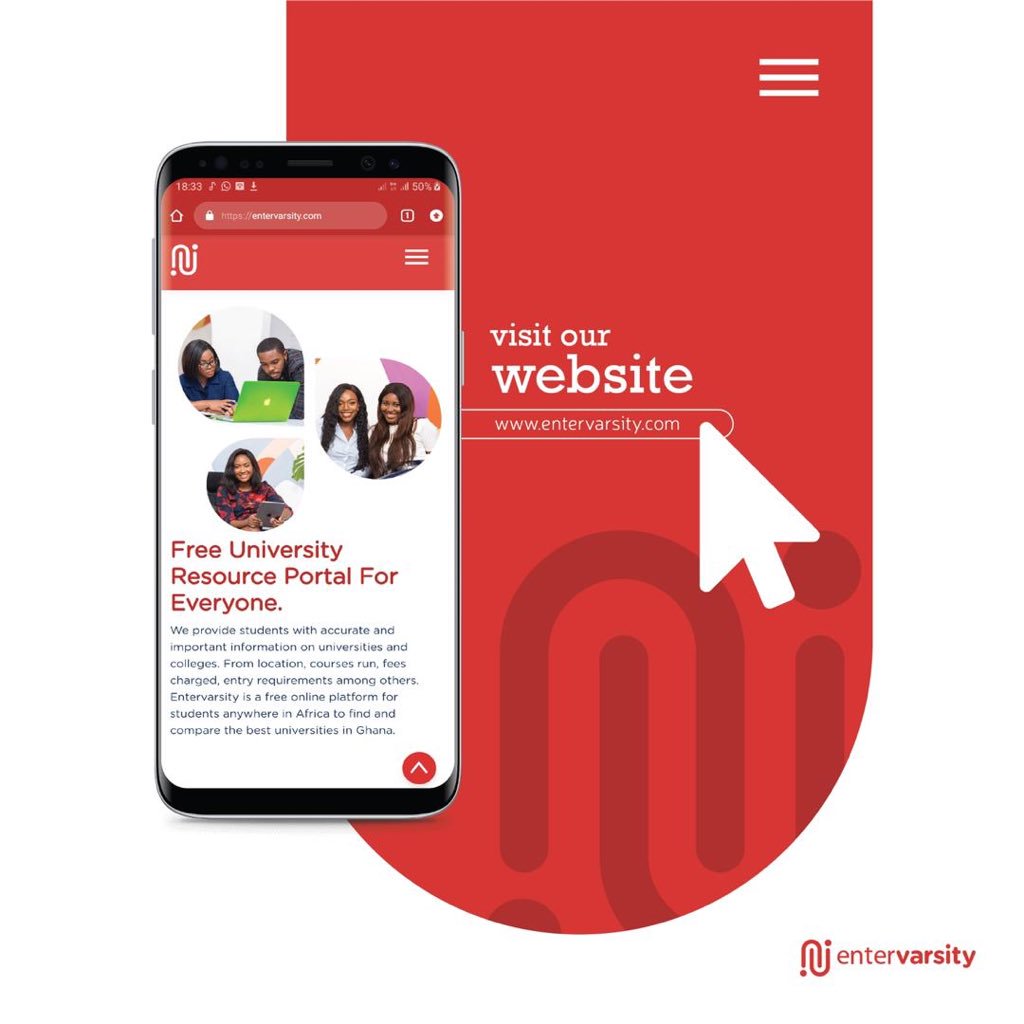 entervarsity's tweet photo. Entervarsity is here for you with information on courses and guides to ensure you truly thrive. Visit https://t.co/NcKg4XjhVP now ! #NSMQ2019Finals #entervarsity https://t.co/ECsJbUSniE