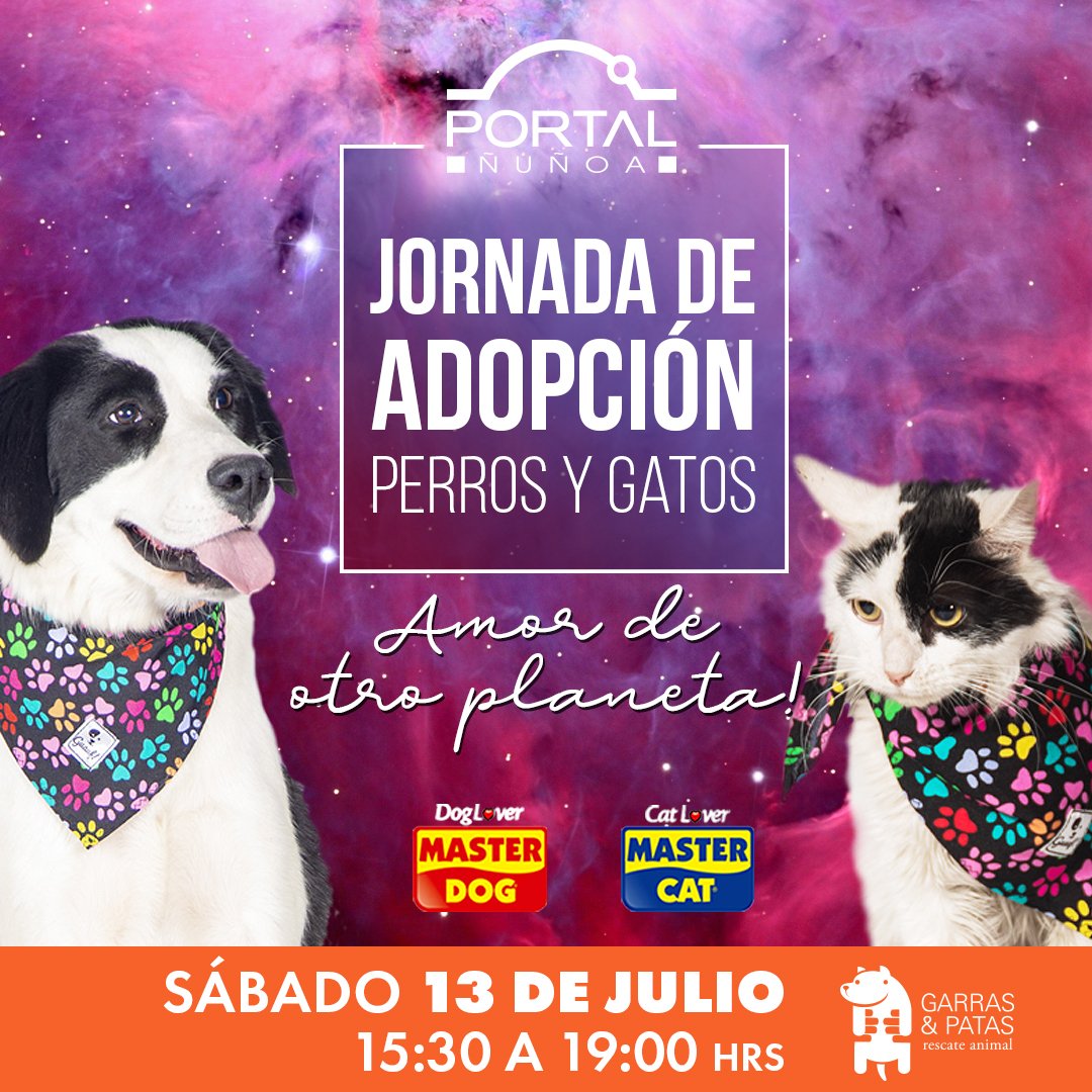 Te esperamos este sábado 13 de julio en el estacionamiento -3 del Mall Portal Ñuñoa a partir de las 15:00hrs para vivir una nueva jornada de <a href="/F_GarrasyPatas/">Garras y Patas</a> ❤️ ¡Encontrar un buen amigo es más fácil de lo que crees!