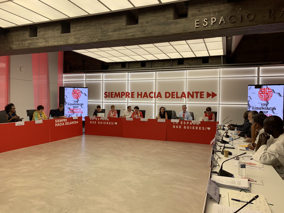 FEPS_Europe's tweet photo. FEPS #Migration Group is meeting in Madrid the Minister of Labour, Migration and Social Security of Spain @mvalerio_gu 

“We need a comprehensive and coordinated plan for migration, not only specific answers” https://t.co/QDVTSFzRv0