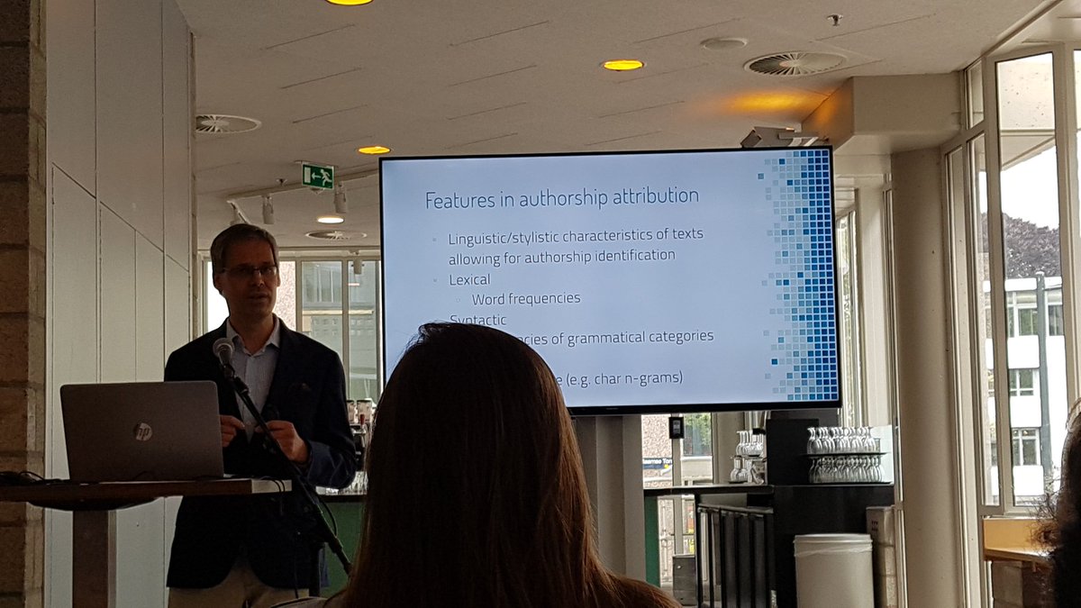 lamusadecima's tweet image. Just listened to @MaciejEder and @jbyszuk about feature selection in #Stylometry and their research and tests with tf-idf and CoV. So cool! #DH2019