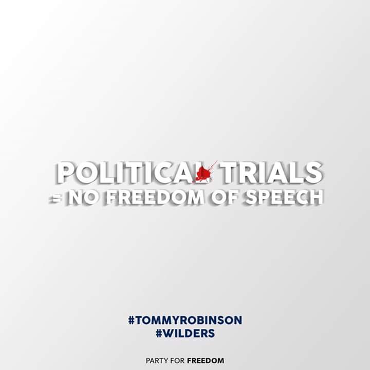 As the great Ronald Reagan said:

“Freedom is never more than one generation away from extinction. We didn't pass it to our children in the bloodstream. It must be fought for and protected.”

#PoliticalTrials 
#TommyRobinson #Wilders