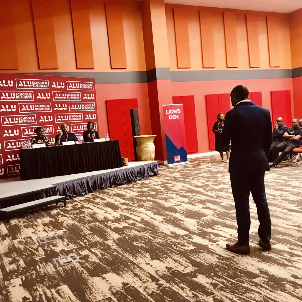 “We’re trying to create a network of reliable personal trainers and a platform to connect the trainer to you so that you don’t have to go to the gym, cause we’re gonna bring the gym to you.” - Yvan Oboth ’20 presenting Gym2U to the Lions! #ALUSBLionsDen🦁