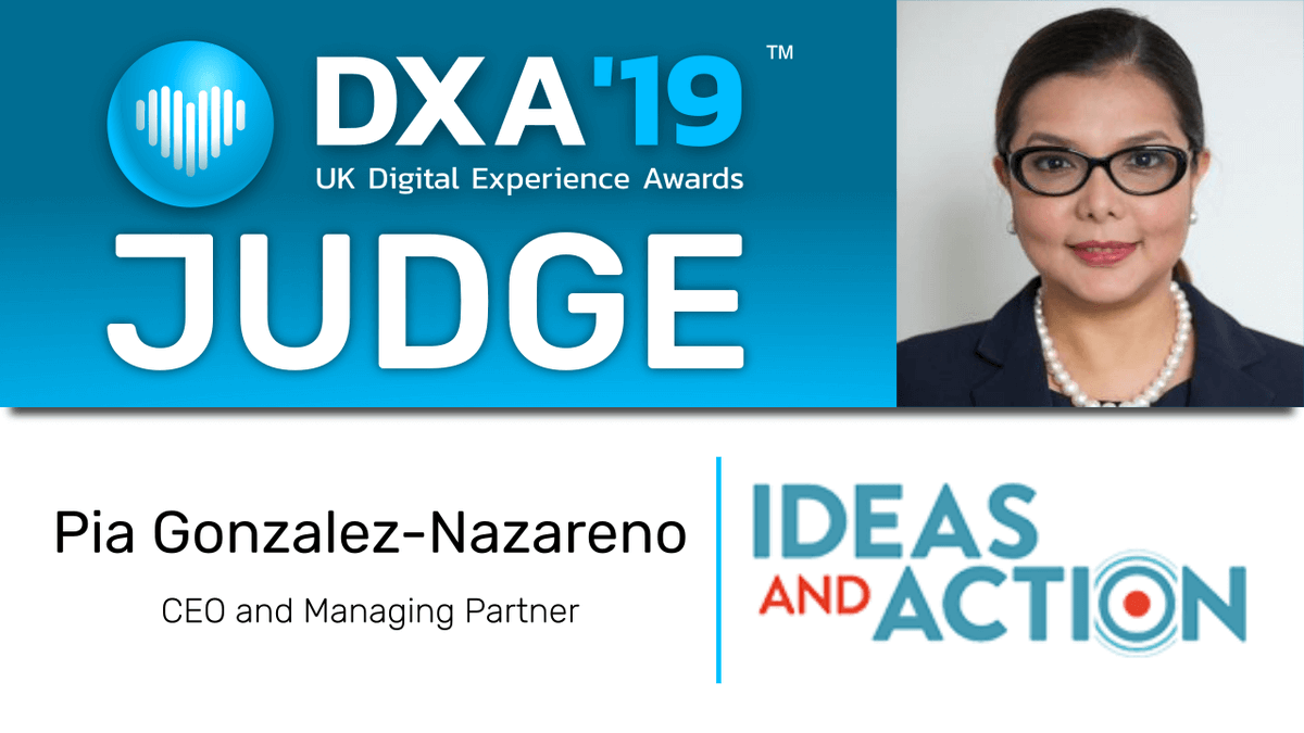 _ideasandaction's tweet photo. .@PiaNazareno, Ideas and Action’s CEO and Managing Partner will be attending the UK #DigitalExperienceAwards tomorrow as a panel judge. She looks forward to hearing the presentations from finalists in the financial services category. #DXA19 https://t.co/uq5SAJTAv1