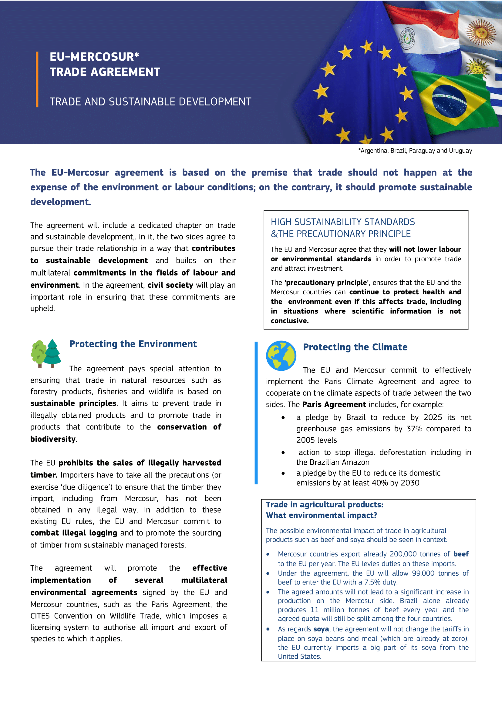 European Commission on X: Protecting the Environment Protecting the  Climate Protection of Labour Rights Protecting Human Rights and Indigenous  Communities The EU-Mercosur agreement is based on the premise that trade  should not