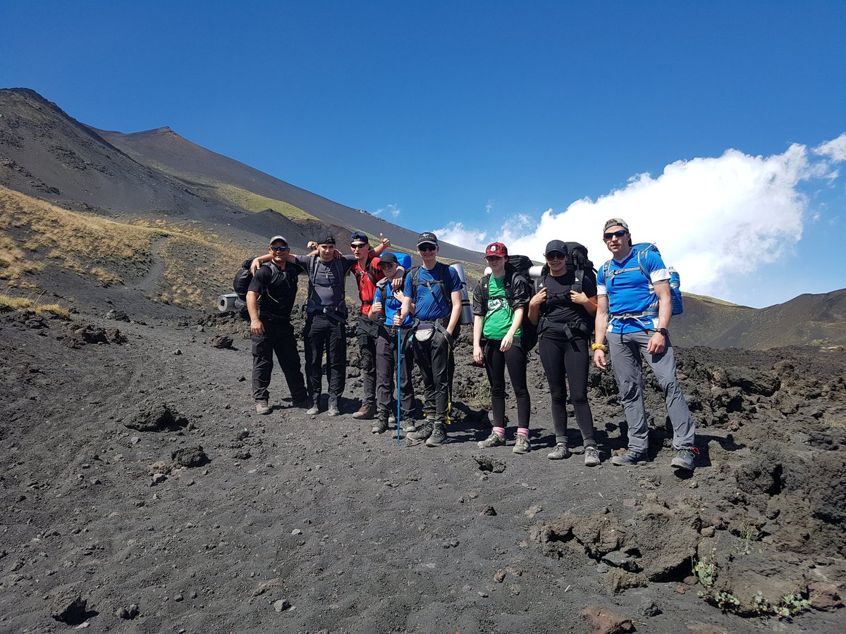 Rickme11or's tweet photo. And off they go!! Calderdale College Outdoor Ed students embark on their 2 day Expedition up Mount Etna in Sicily. @CalderdaleCol https://t.co/FlLsOQF7PP