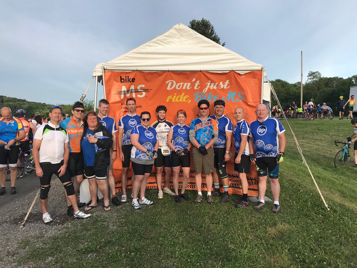 U_S_Steel's tweet image. Pittsburgh-based U. S. Steel employees once again joined
together to bike for the fight against MS. This year’s team of riders donated nearly $10,000 ahead of the Bike MS: Escape to the Lake 2019 event and
continue to raise funds and grow the overall donation amount. Great work!