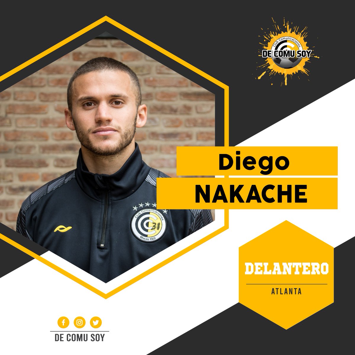 Decomusoy's tweet photo. Bienvenido Diego Nakache a Comu!
El delantero proveniente de #Atlanta ya es Cartero ⚽👏🏽

#DecomuSoy #Refuerzos2019 #BMetro #Futboldelascenso #Comu #LosCarteros #FutbolAFA #Futbol #Delantero #FutbolComu #BienvenidoaComu #DiegoNakache https://t.co/9s9cuQjH6o