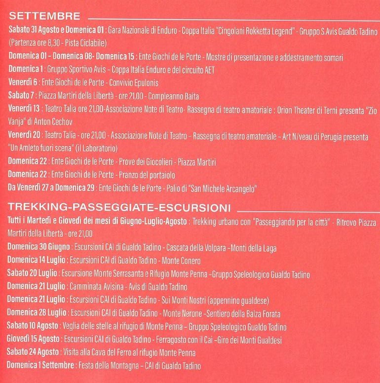 Gli Eventi dell'Estate Gualdese 2019...The Summer #GualdoTadino #eventi
#calendario