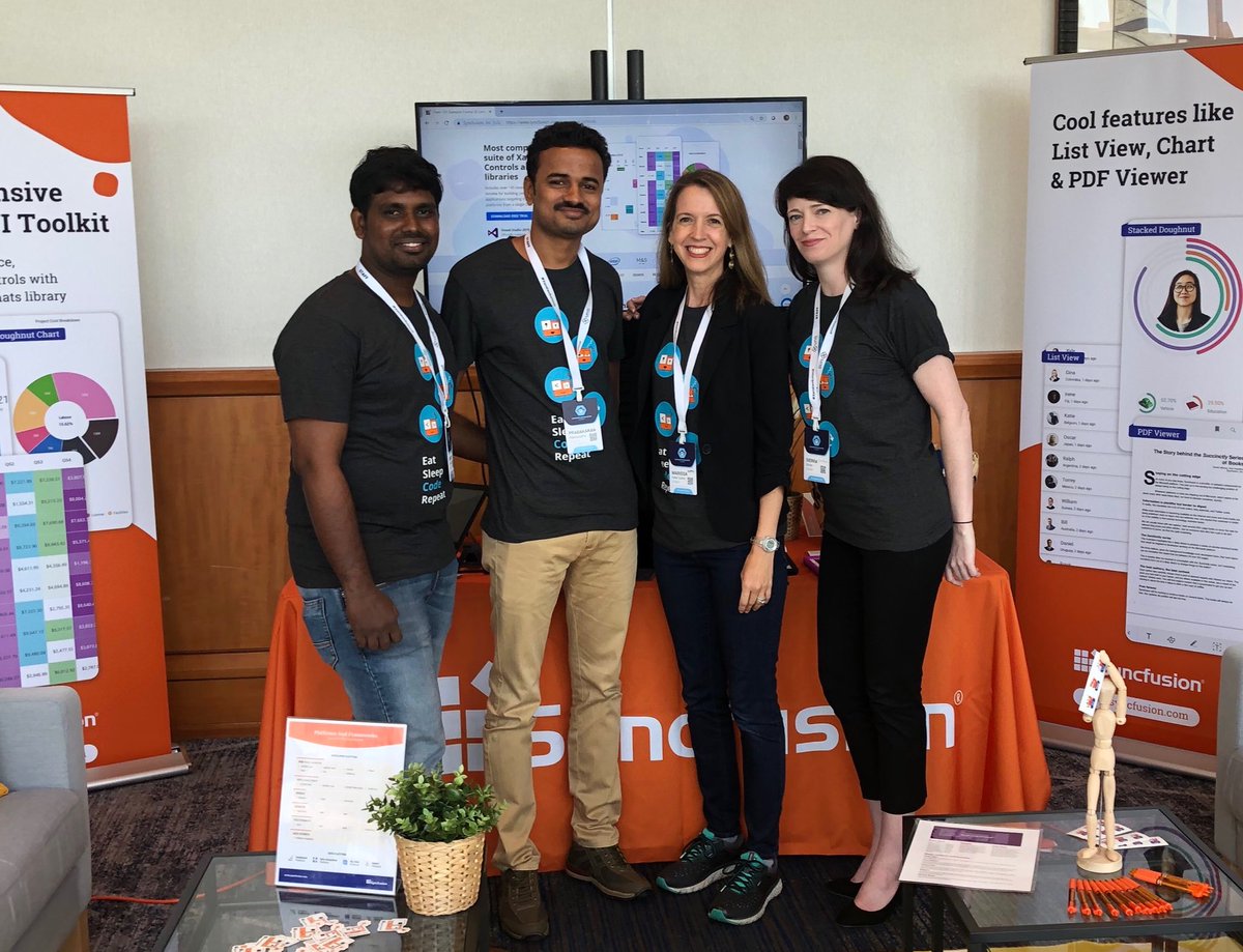 marissakg's tweet photo. The @Syncfusion team at the @XamDevSummit ! Stop by to see our latest and greatest and get some cool swag. #XamDevSummit https://t.co/kwtYZnQjAH