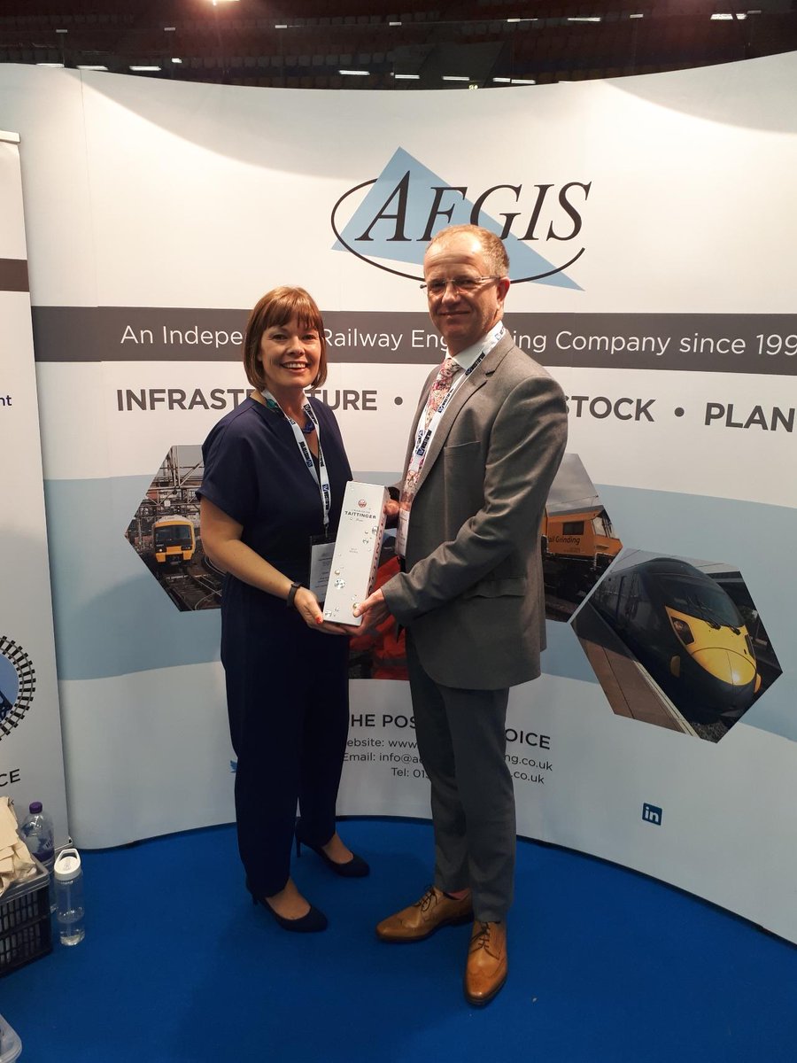 AEGISENGSYSTEMS's tweet photo. Congratulations to the winner of our prize draw at Rolling Stock Networking Mike Harmer CMgr FCMI FInstLM. Enjoy the champagne! #rsnevents https://t.co/NiIEMCgUrF