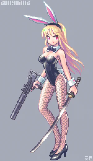 バニーガール描きました #ドット絵 #pixelart 
