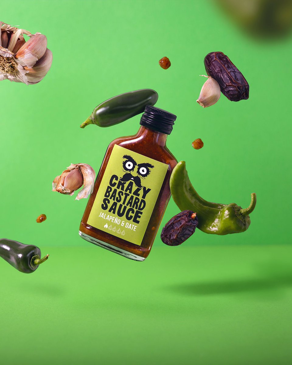 Our mildest sauce is Jalapeño &amp; Date, which is a bit like a spicy chutney. Here it is angrily floating about with its ingredients. What would you eat it with?