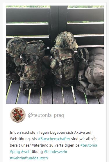 Korpokritik A Twitter Die Burschenschaft Teutonia In Wurzburg Db Prahlt Selbst Mit Ihrer Teilnahme An Einer Wehrubung Als Burschenschafter Sind Wir Allzeit Bereit Unser Vaterland Zu Verteidigen Teutonia Prag