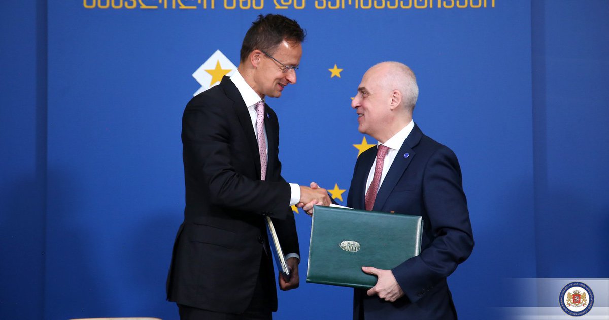 FM <a href="/DZalkaliani/">David Zalkaliani</a> and FM #Szijjarto signed the Agreement between <a href="/GovernmentGeo/">Georgian Government</a> and the Government of #Hungary on cooperation in the field of Civil Emergencies #BatumiConferenceEaP10 #BatumiConference