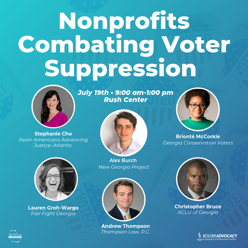AFJBeBold's tweet photo. Join us on July 19th at the Rush Center from 9am-1pm EST to discuss what #GeorgiaNonprofits can do to fight voter suppression. We have an awesome line-up of speakers and you don't want to miss out! Get more details and sign up for the event here: https://t.co/rZAhCEYXzZ https://t.co/kJSjWXSrma