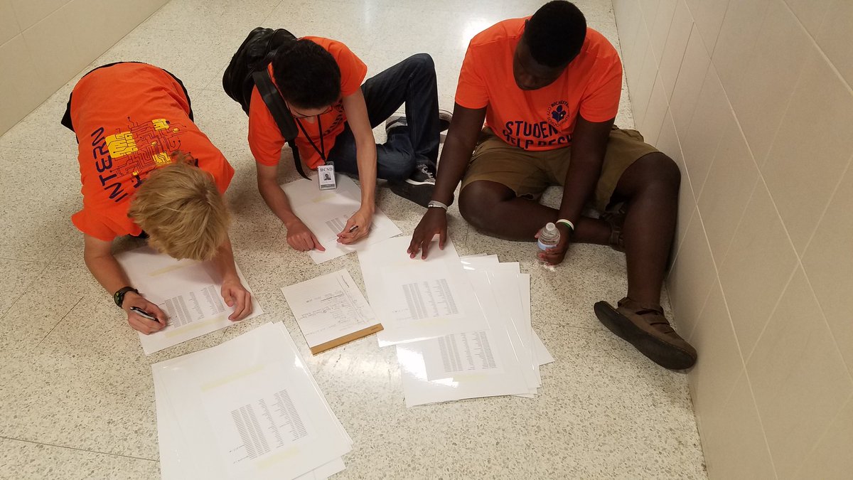 PeteHilling's tweet photo. IM&amp;T interns cross checking rosters and room assignments at the Geek Squad camp @rcsdtechx @RCSDNYS https://t.co/lZWUgivTYG