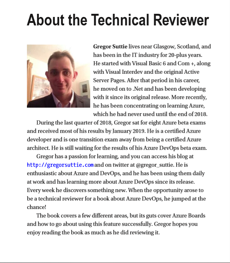 swordits's tweet photo. Great to see our #azure guru, @gregor_suttie sharing his extensive knowledge as technical reviewer in one of the latest #azuredevops publications - https://t.co/hZN1yBcDqG https://t.co/a70vuaZjGi