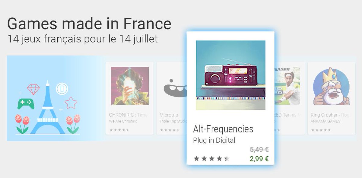 Alt-Frequencies is featured in the "Games made in France" selection on the Google Play store. 🎉🐓🇫🇷

Android players, you have one week to grab it at a discounted price!

➡️ Get it now: play.google.com/store/apps/det…