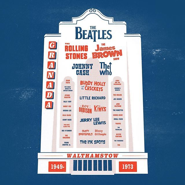 I have a new print in time for <a href="/e17designers/">E17 Designers</a> at the Garden Party this Saturday! All the amazing acts that played the Granada (<a href="/mirthmarvele17/">Mirth Marvel & Maud</a> ) back in the day. #poster #gig #shows #60s #70s ift.tt/2JsbeeG