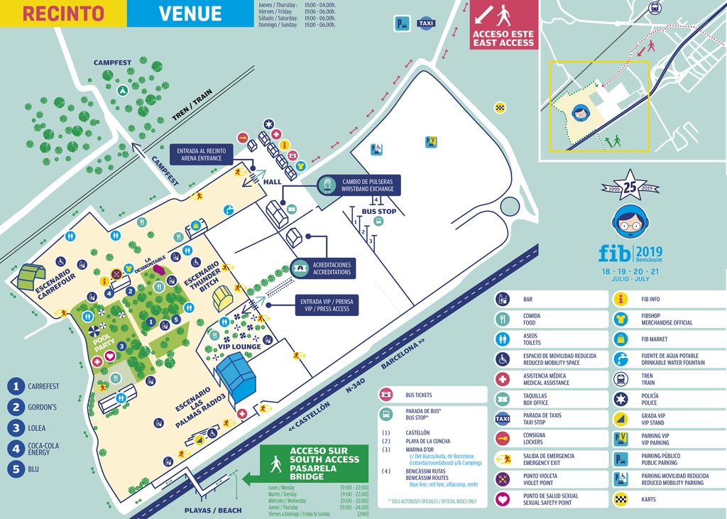 The venue map for Benicàssim Festival 