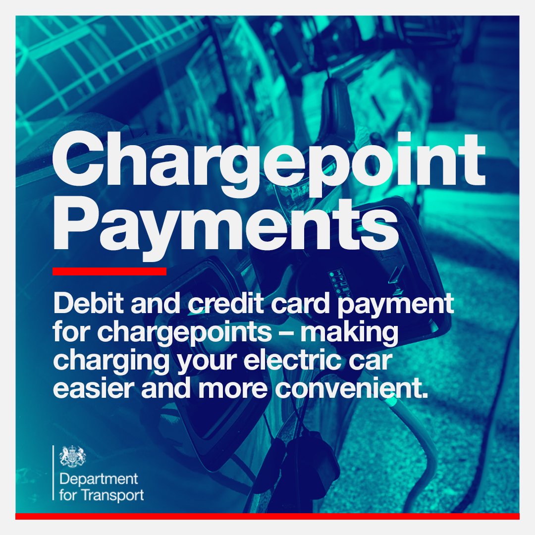 transportgovuk's tweet photo. We want all new electric vehicle rapid chargepoints to have debit/credit card payment options, making charging easier and more convenient ⚡️🚘💳
Find out more 👉 https://t.co/xe15bAfFEF
#RoadToZero #FutureOfTransport #NetZero https://t.co/FpCq8rCkOP