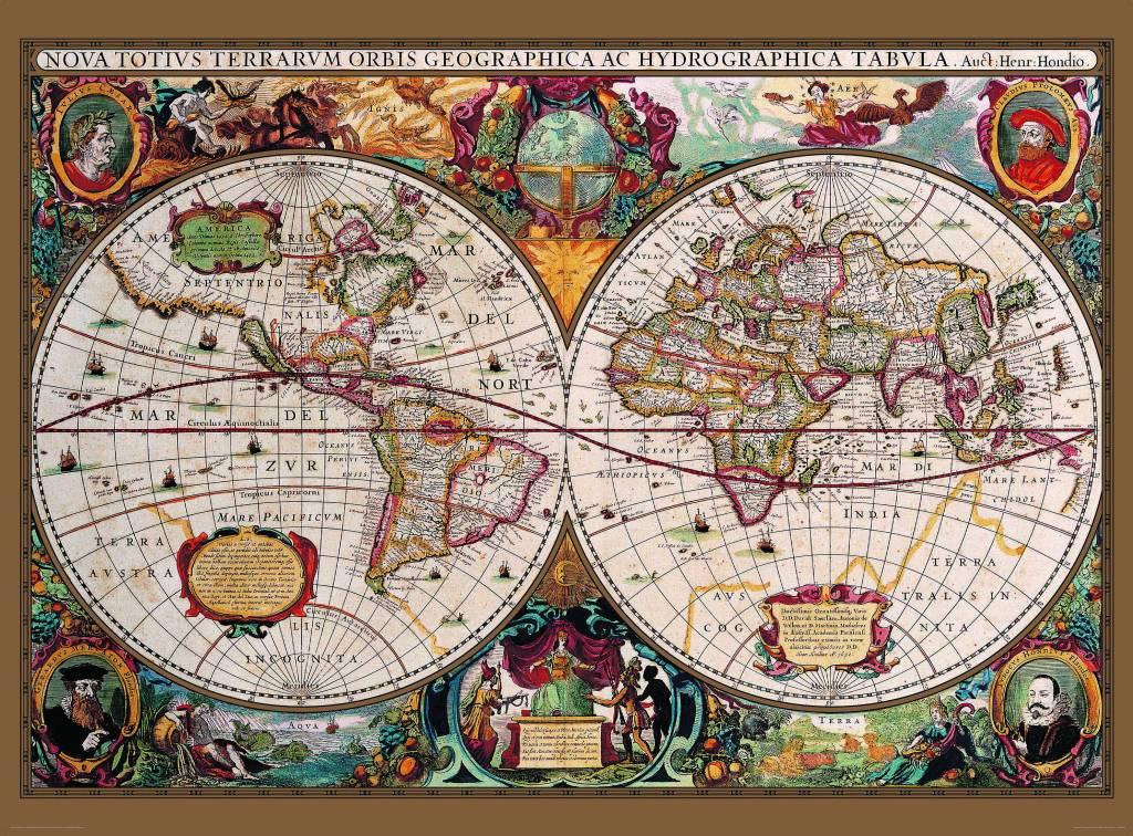 17th Century World Map Art Poster: amzn.to/13LOs8A #maps #decorations